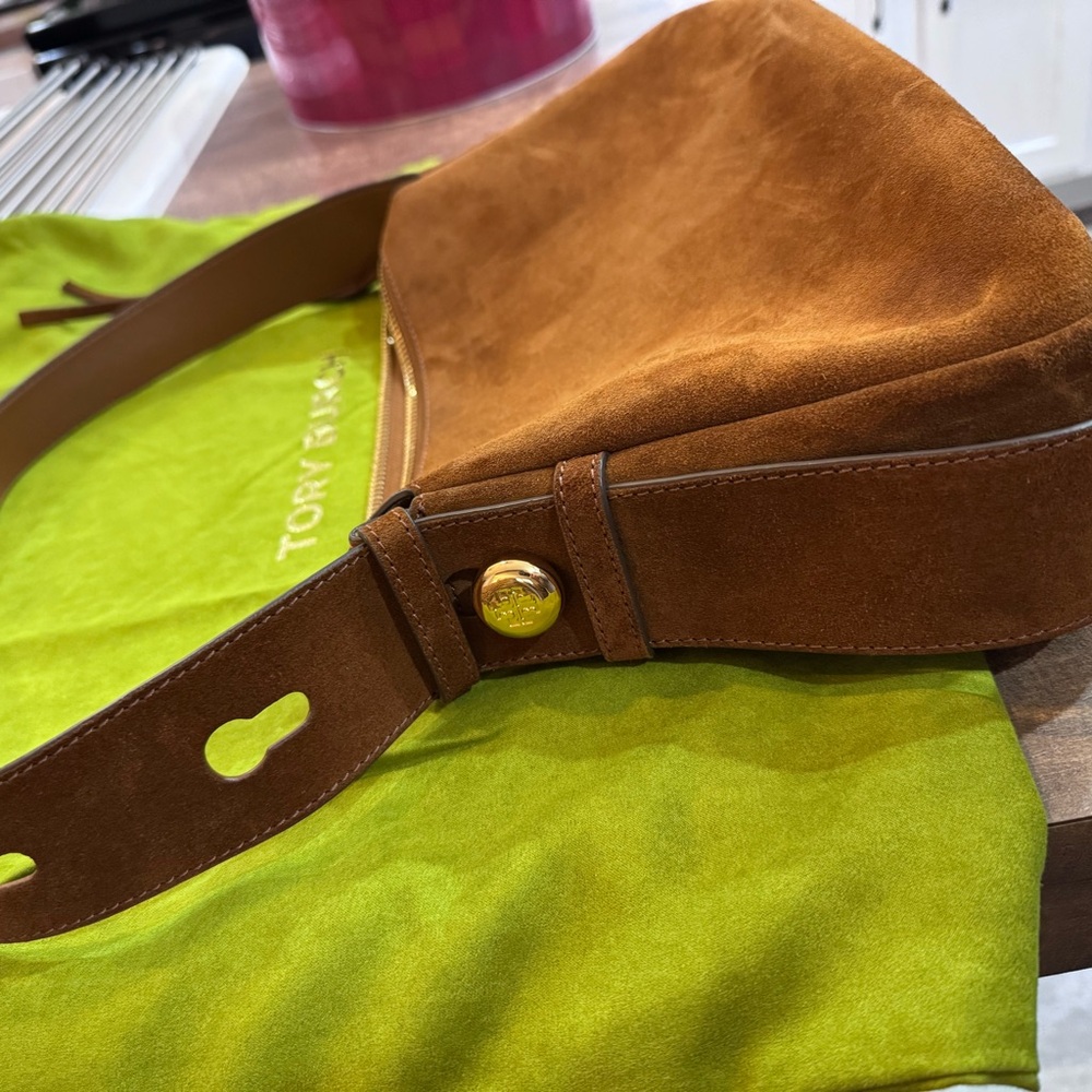 Tory Burch Brown Suede Romy Shoulder Bag - Picture 4 of 8